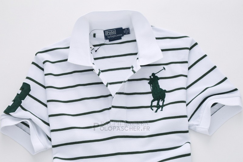 Ralph Lauren Homme Pony Polo Stripe Polo Blanc Vert